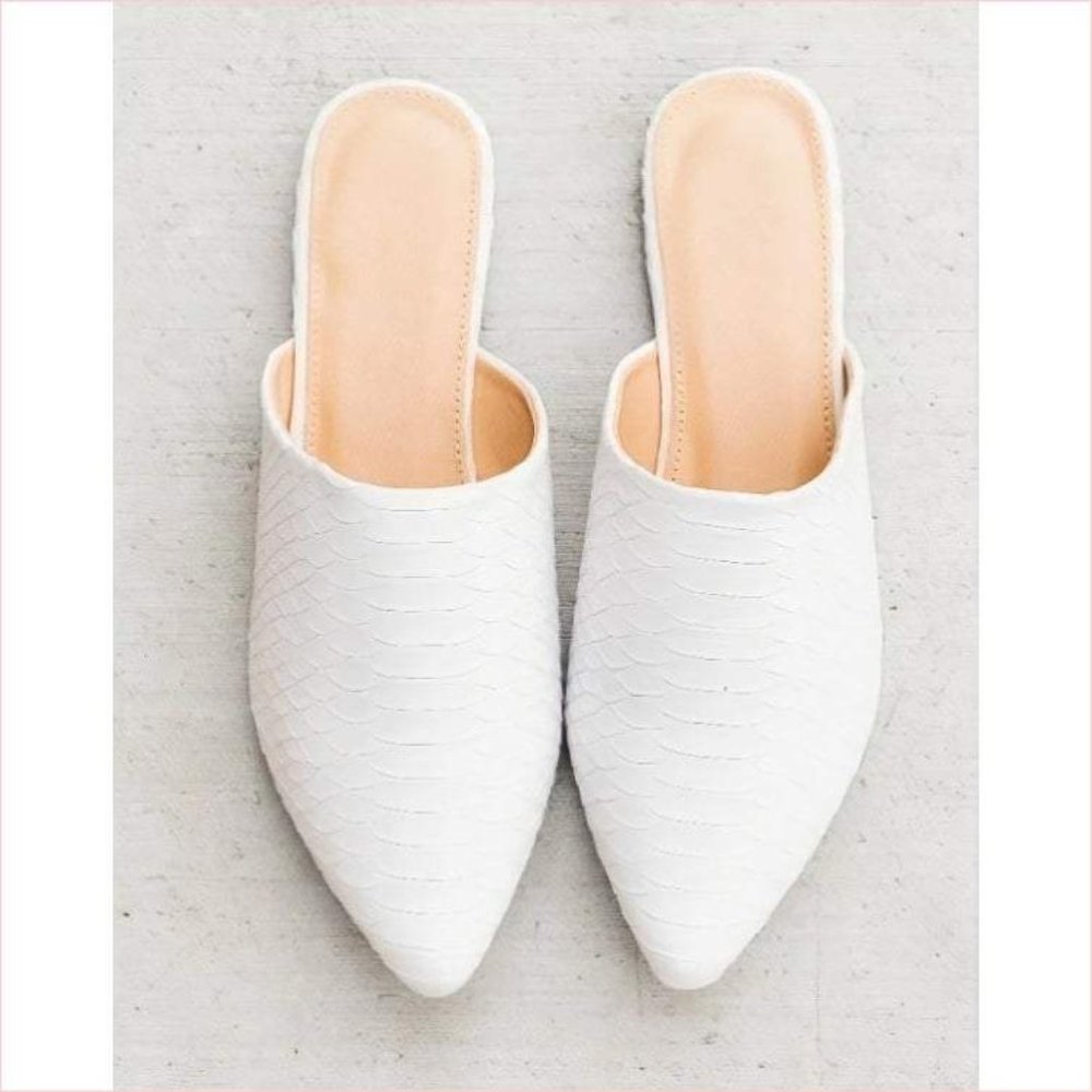 WHITE MULE FLAT SHOES